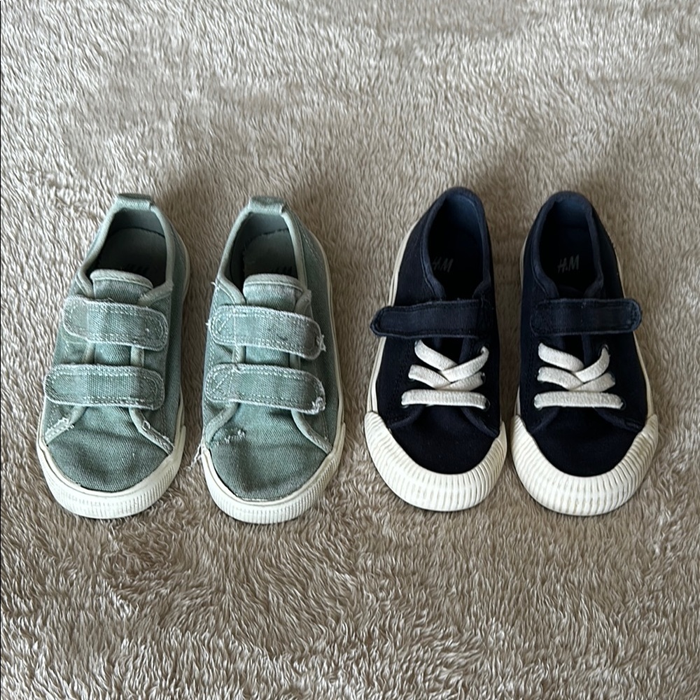 H&M Kids Velcro and Lace-Up Shoes - Green and Navy